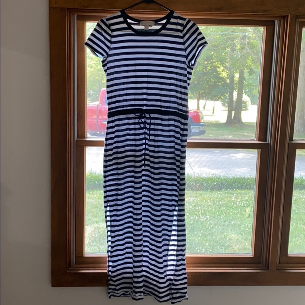 Blue and white dress